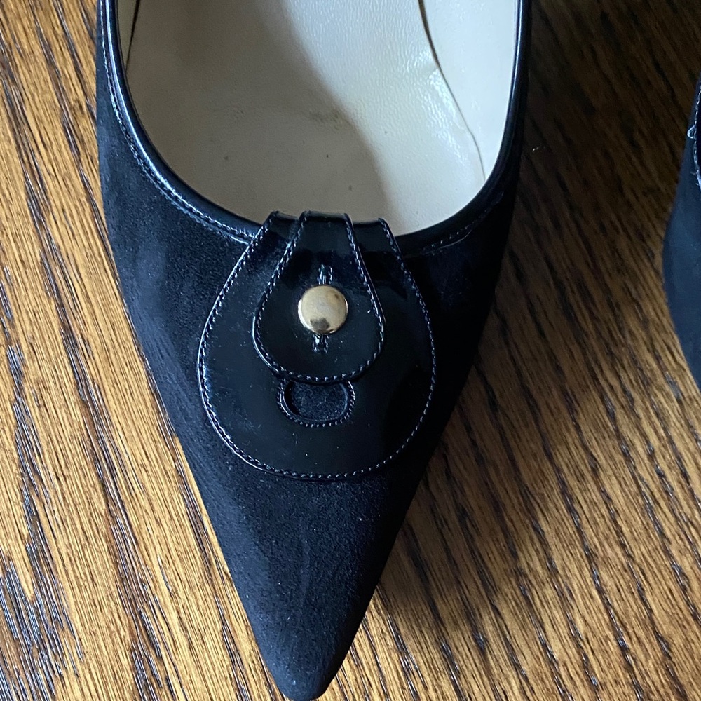 Jimmy Choo Black Suide Heels with Buckle Detail - Picture 6 of 13